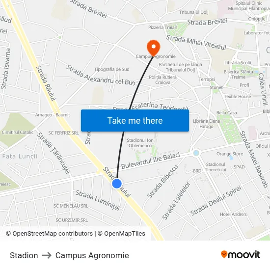 Stadion to Campus Agronomie map