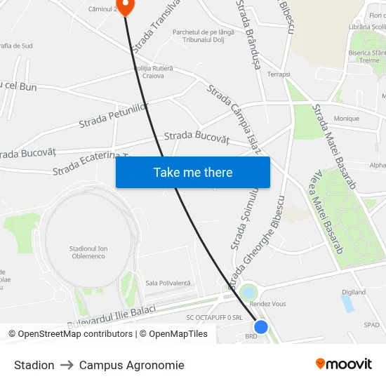 Stadion to Campus Agronomie map