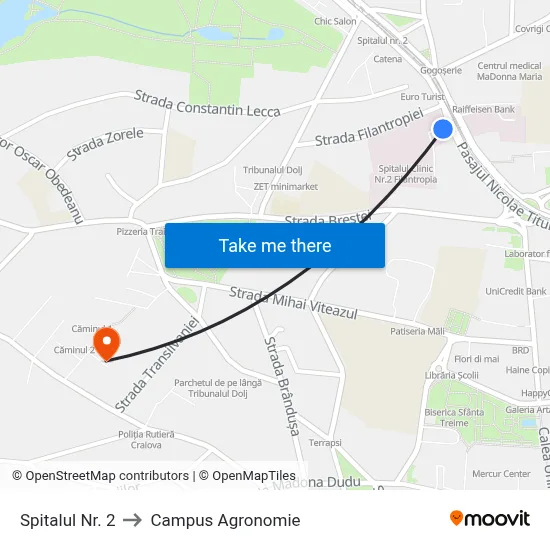 Spitalul Nr. 2 to Campus Agronomie map