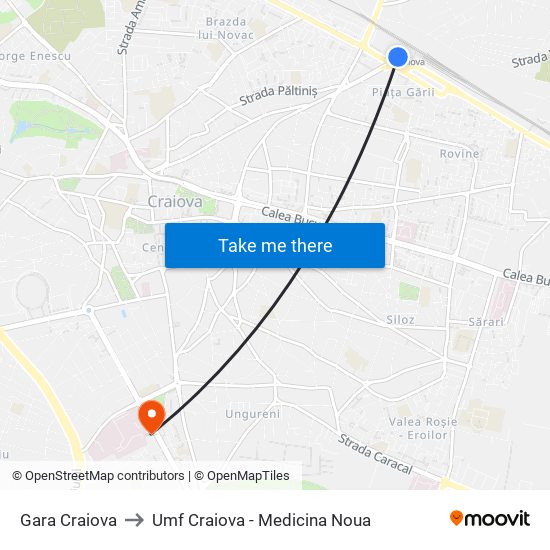 Gara Craiova to Umf Craiova - Medicina Noua map