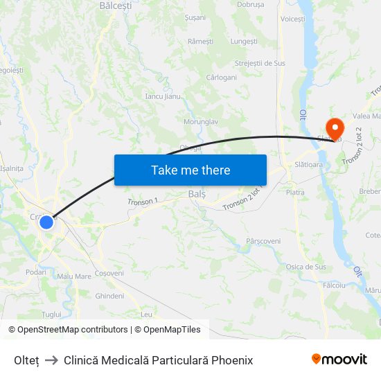 Olteț to Clinică Medicală Particulară Phoenix map