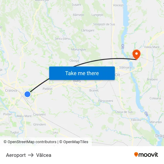 Aeroport to Vălcea map