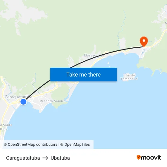 Caraguatatuba to Ubatuba map