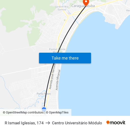 R Ismael Iglesias, 174 to Centro Universitário Módulo map