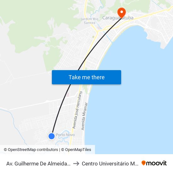Av. Guilherme De Almeida, 1295 to Centro Universitário Módulo map