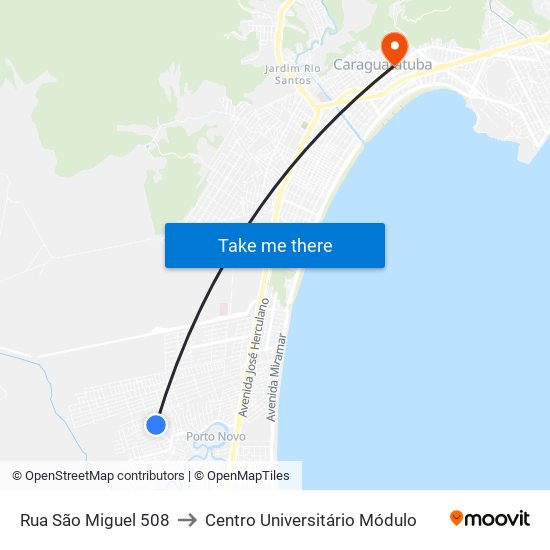 Rua São Miguel 508 to Centro Universitário Módulo map