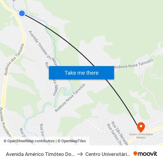Avenida Américo Timóteo Do Rosário 686- to Centro Universitário Módulo map