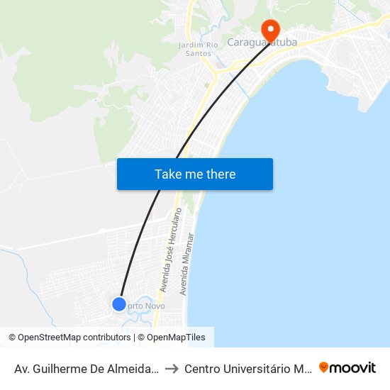 Av. Guilherme De Almeida, 1110 to Centro Universitário Módulo map