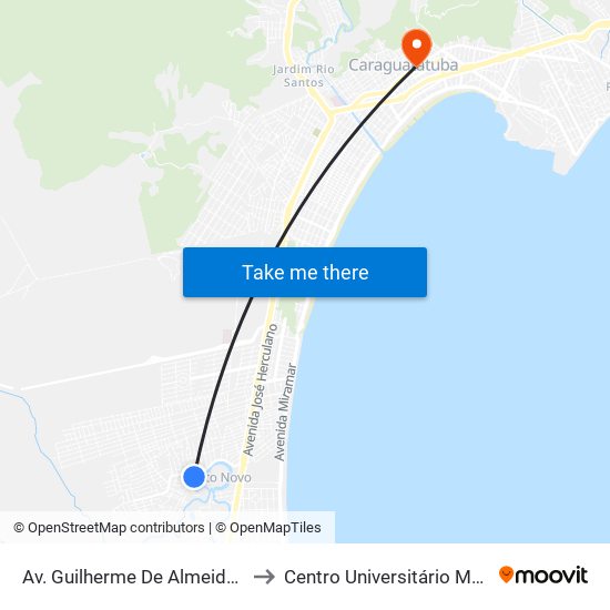 Av. Guilherme De Almeida, 887 to Centro Universitário Módulo map