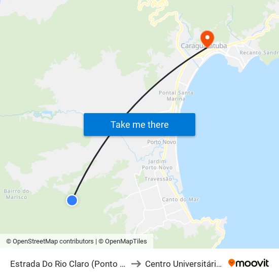 Estrada Do Rio Claro (Ponto Final), 10800 to Centro Universitário Módulo map