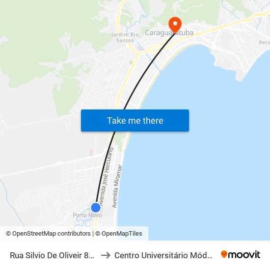 Rua Silvio De Oliveir 835 to Centro Universitário Módulo map