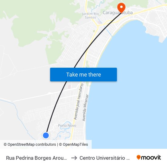 Rua Pedrina Borges Arouca, 380 to Centro Universitário Módulo map