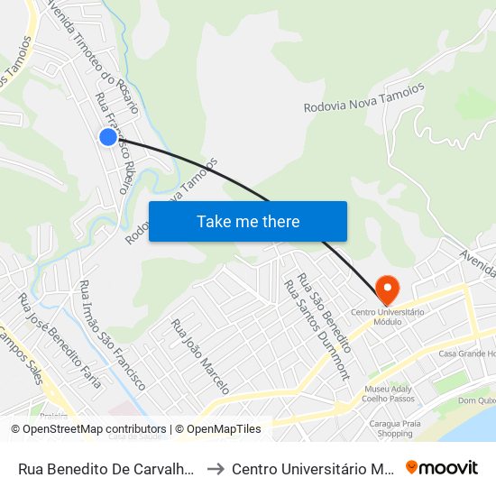 Rua Benedito De Carvalho, 625 to Centro Universitário Módulo map