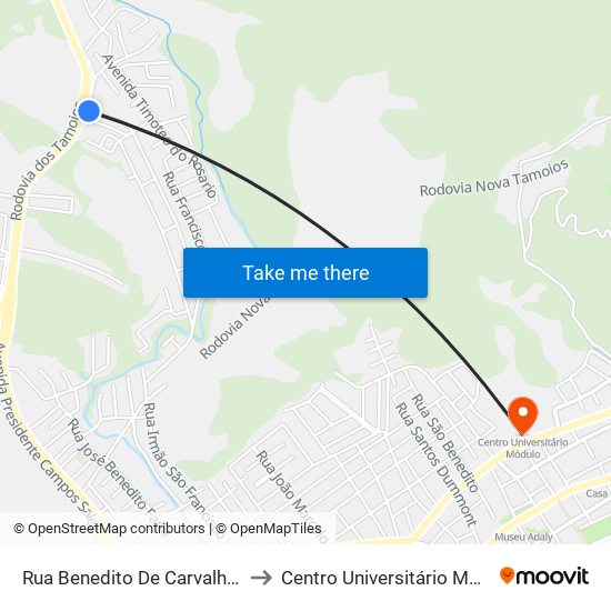 Rua Benedito De Carvalho, 20 to Centro Universitário Módulo map