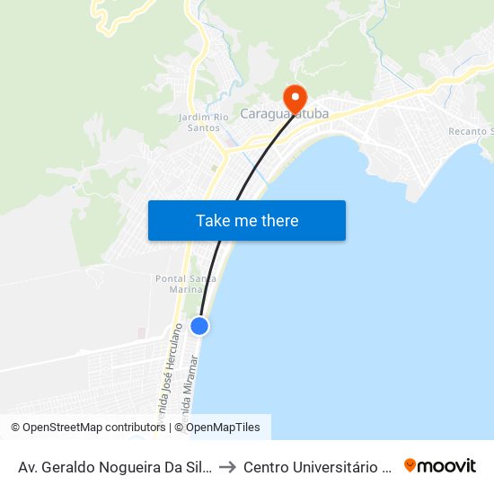 Av. Geraldo Nogueira Da Silva, 3144 to Centro Universitário Módulo map