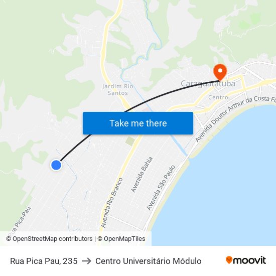 Rua Pica Pau, 235 to Centro Universitário Módulo map