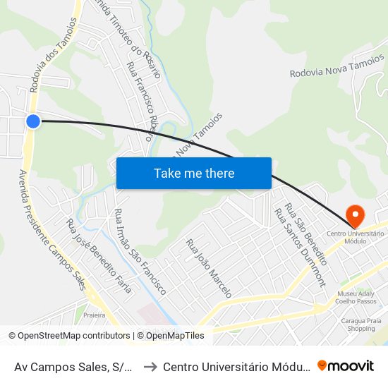 Av Campos Sales, S/Nº to Centro Universitário Módulo map