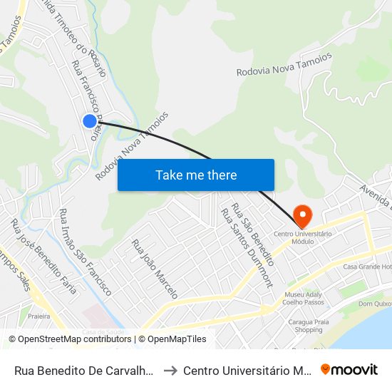Rua Benedito De Carvalho, 802 to Centro Universitário Módulo map