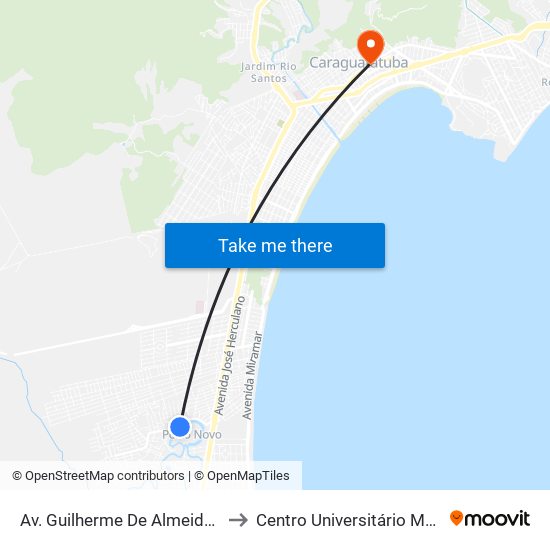 Av. Guilherme De Almeida, 832 to Centro Universitário Módulo map