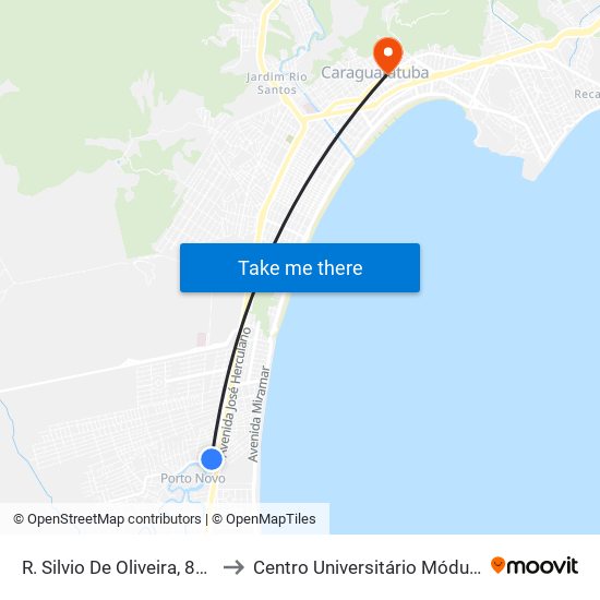 R. Silvio De Oliveira, 835 to Centro Universitário Módulo map