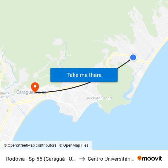 Rodovia - Sp-55 (Caraguá - Ubatuba), S/Nº to Centro Universitário Módulo map