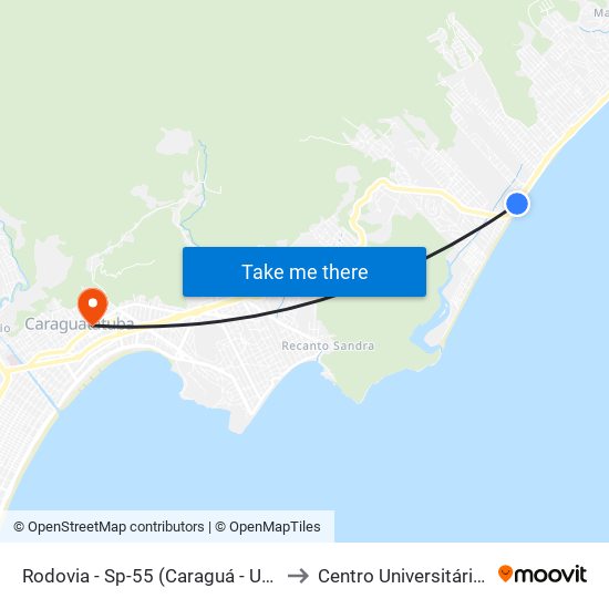 Rodovia - Sp-55 (Caraguá - Ubatuba), S/Nº to Centro Universitário Módulo map