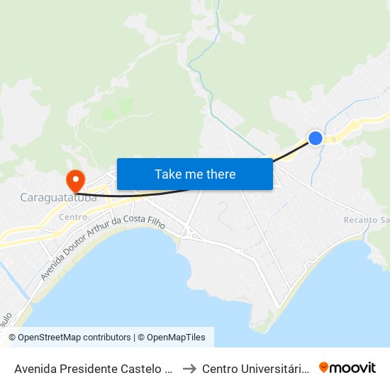 Avenida Presidente Castelo Branco 2785 to Centro Universitário Módulo map