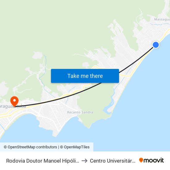 Rodovia Doutor Manoel Hipólito Do Rêgo 50 to Centro Universitário Módulo map
