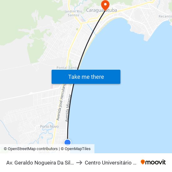 Av. Geraldo Nogueira Da Silva, 1070 to Centro Universitário Módulo map