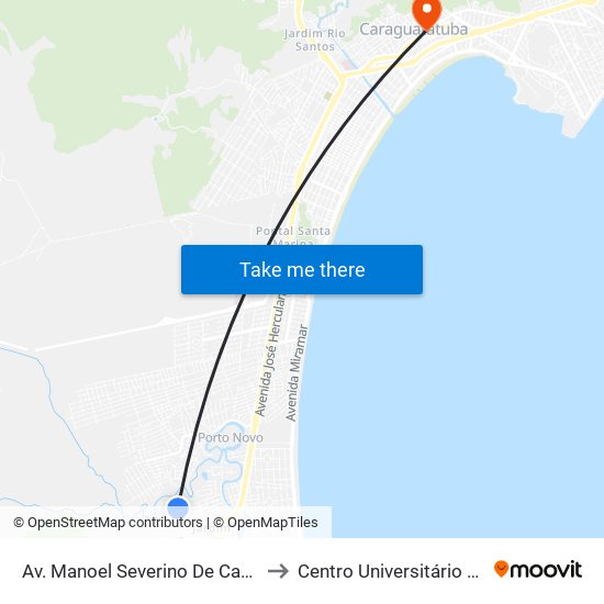 Av. Manoel Severino De Castro, 720 to Centro Universitário Módulo map