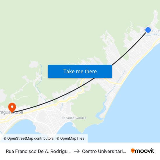 Rua Francisco De A. Rodrigues Alves, 10 to Centro Universitário Módulo map