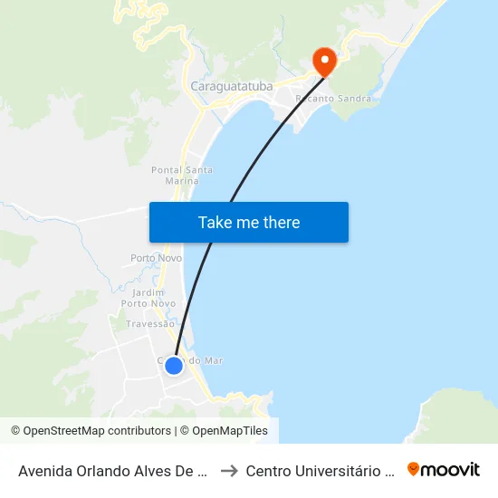 Avenida Orlando Alves De Souza,63 to Centro Universitário Múdulo map