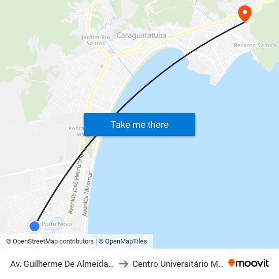 Av. Guilherme De Almeida, 1295 to Centro Universitário Múdulo map