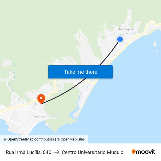 Rua Irmã Lucília, 640 to Centro Universitário Múdulo map