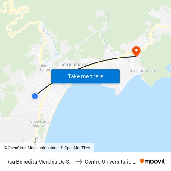 Rua Benedita Mendes De Souza 247 to Centro Universitário Múdulo map