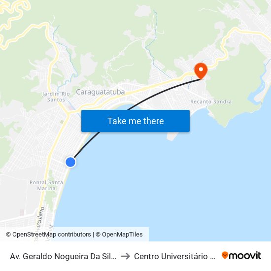 Av. Geraldo Nogueira Da Silva, 1530 to Centro Universitário Múdulo map