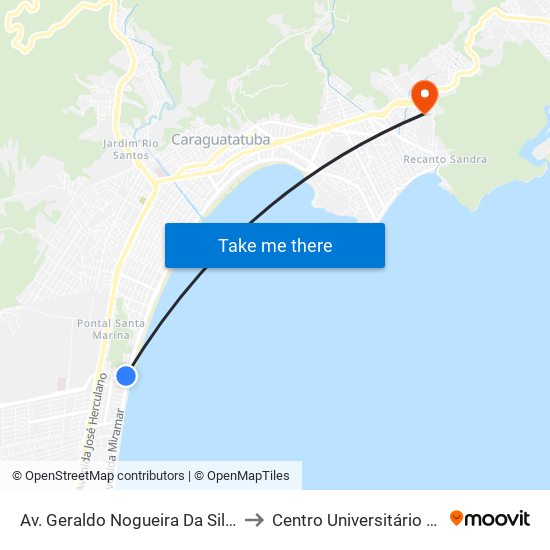 Av. Geraldo Nogueira Da Silva, 3144 to Centro Universitário Múdulo map