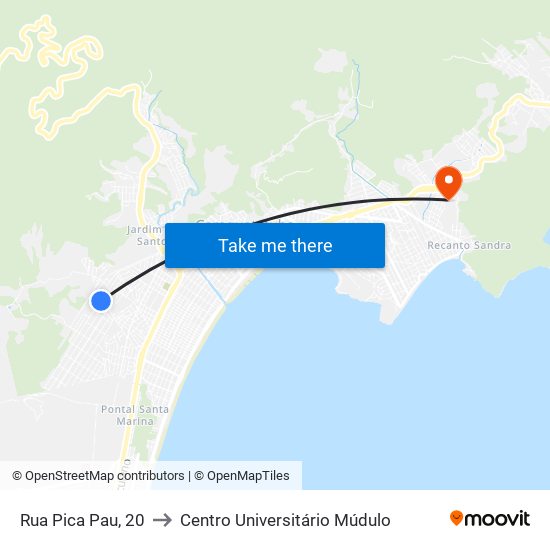 Rua Pica Pau, 20 to Centro Universitário Múdulo map