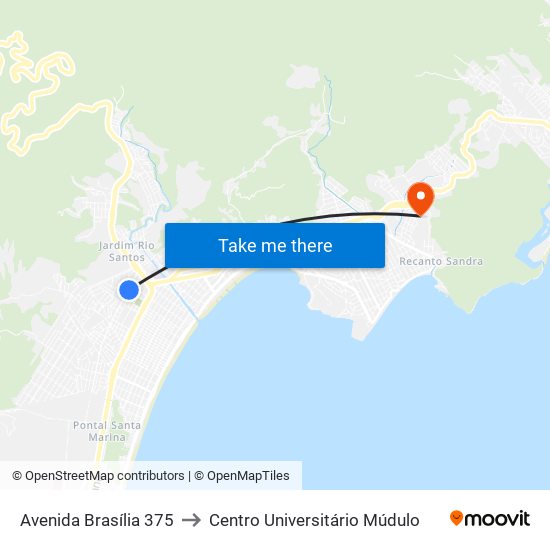 Avenida Brasília 375 to Centro Universitário Múdulo map