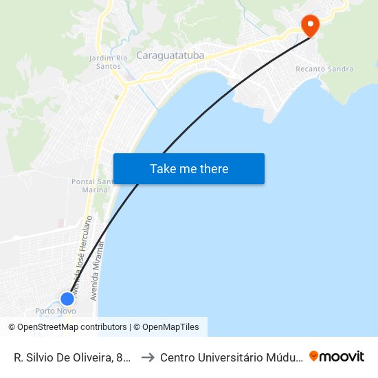 R. Silvio De Oliveira, 835 to Centro Universitário Múdulo map