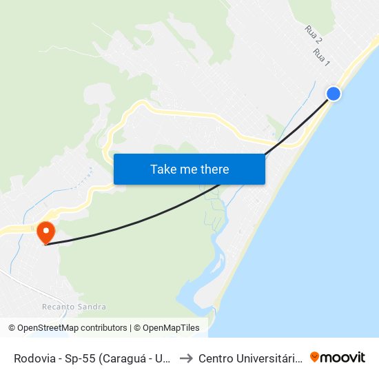 Rodovia - Sp-55 (Caraguá - Ubatuba), S/Nº to Centro Universitário Múdulo map