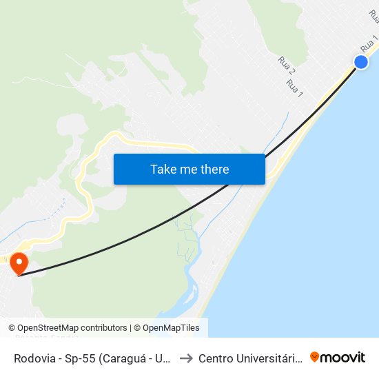 Rodovia - Sp-55 (Caraguá - Ubatuba), S/Nº to Centro Universitário Múdulo map