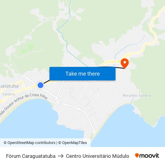 Fórum Caraguatatuba to Centro Universitário Múdulo map