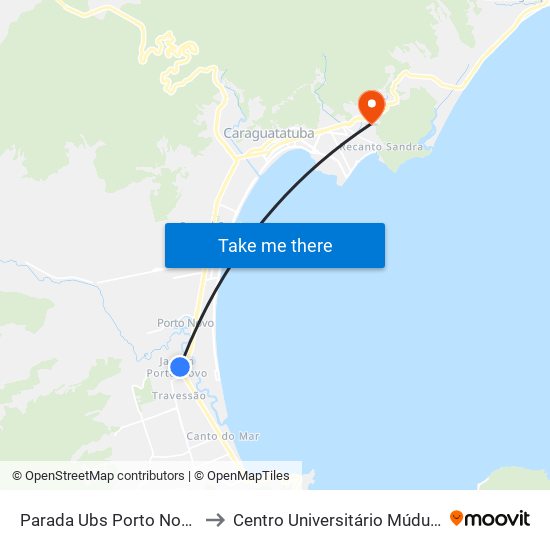 Parada Ubs Porto Novo to Centro Universitário Múdulo map