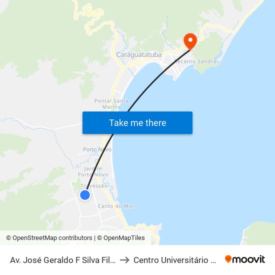 Av. José Geraldo F Silva Filho, 650 to Centro Universitário Múdulo map