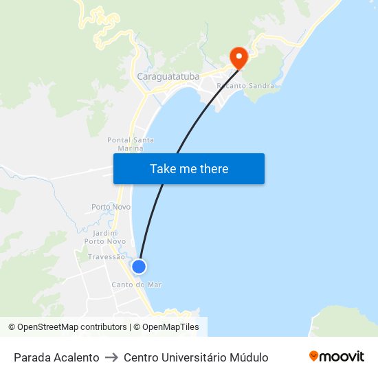 Parada Acalento to Centro Universitário Múdulo map