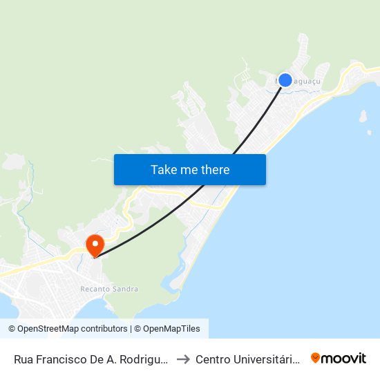Rua Francisco De A. Rodrigues Alves, 10 to Centro Universitário Múdulo map