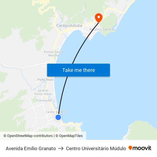 Avenida Emílio Granato to Centro Universitário Múdulo map