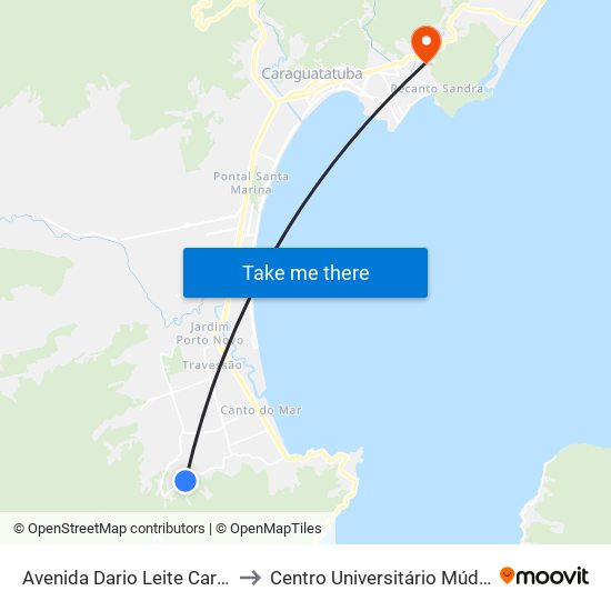 Avenida Dario Leite Carrijo to Centro Universitário Múdulo map