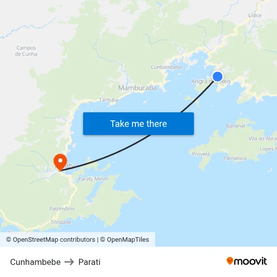 Cunhambebe to Parati map